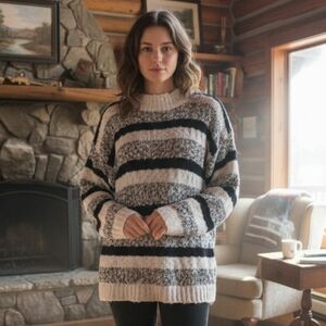 Vintage Arilis striped long sleeves Knit sweater, size L